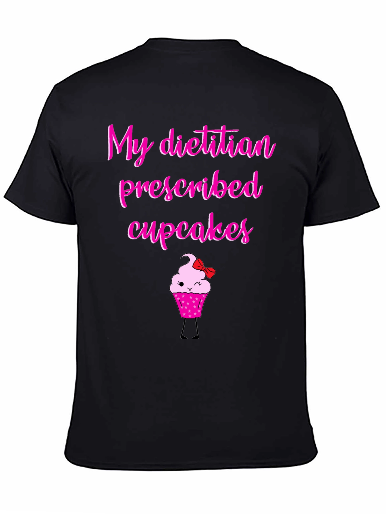 Camiseta Negra con Diseño de Cupcake Divertido