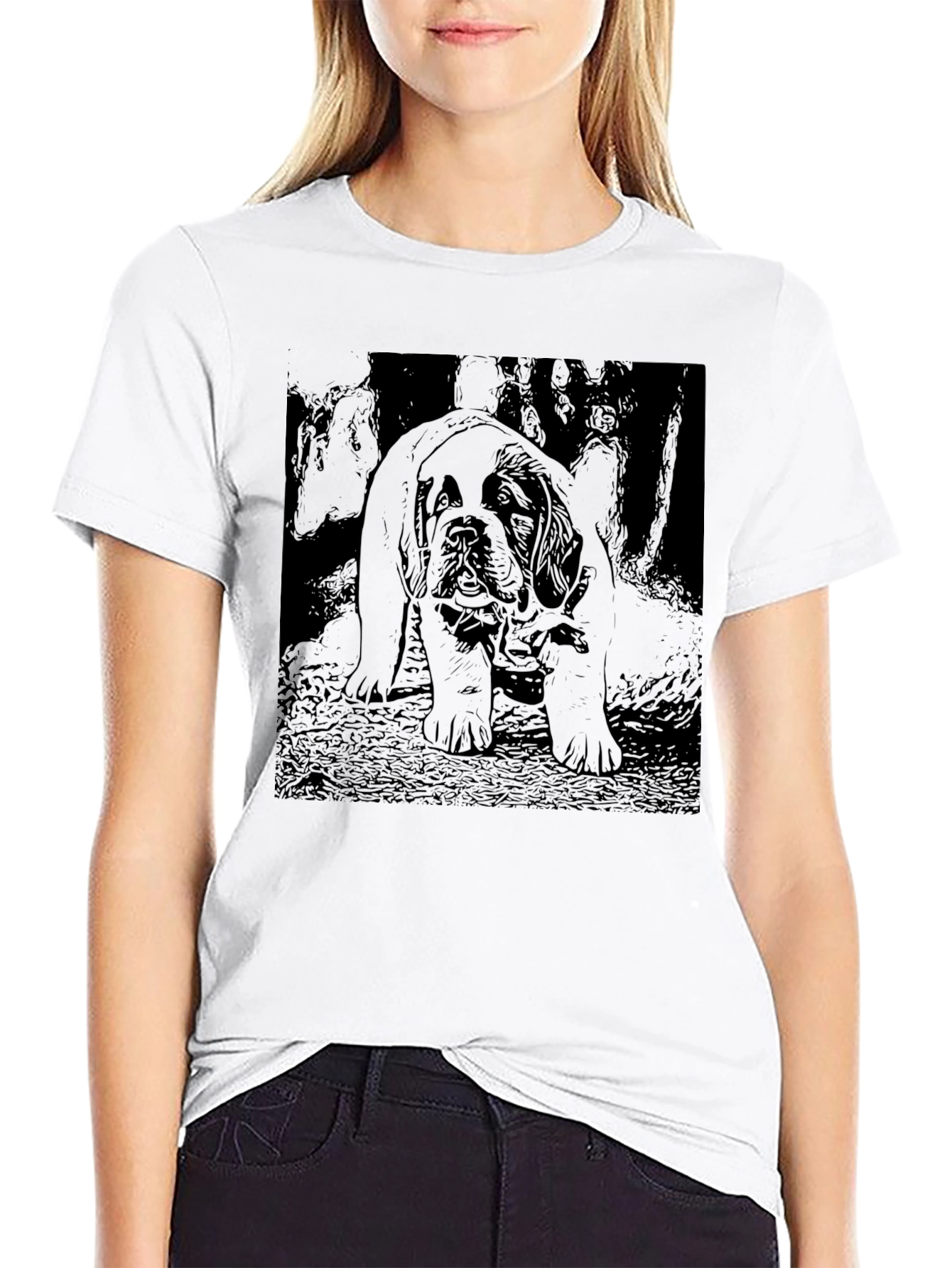 Camiseta Negra con Diseño de Perro Mastín