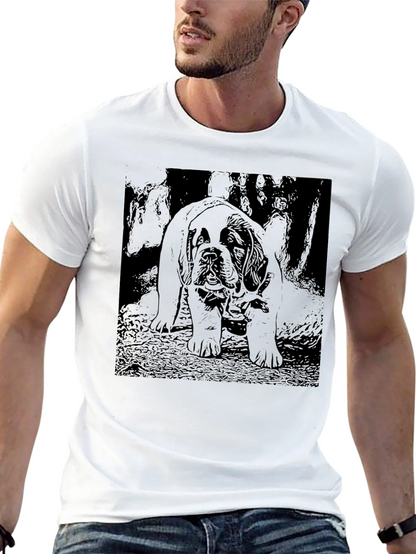 Camiseta Negra con Diseño de Perro Mastín