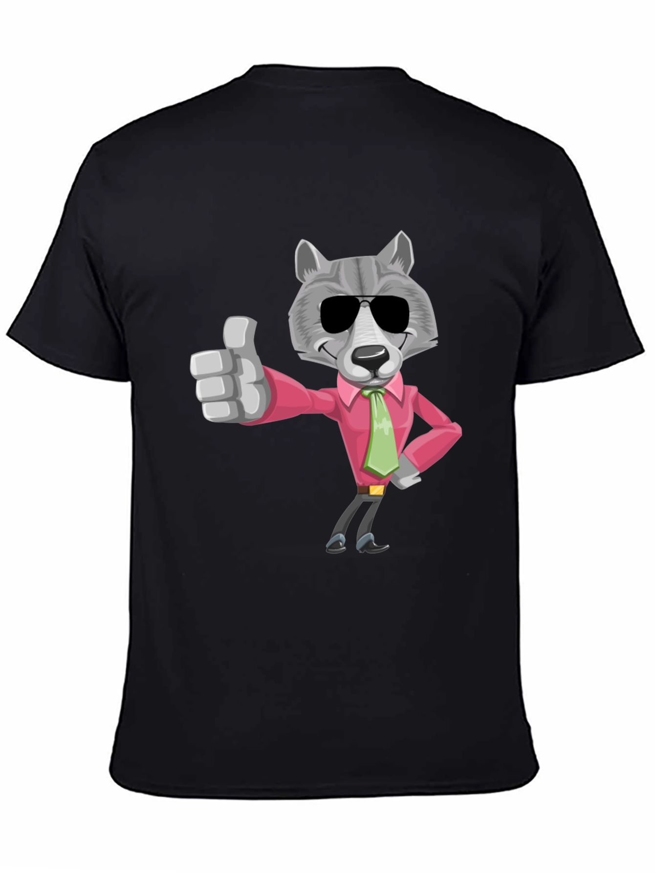 Camiseta Negra con Lobo de Negocios