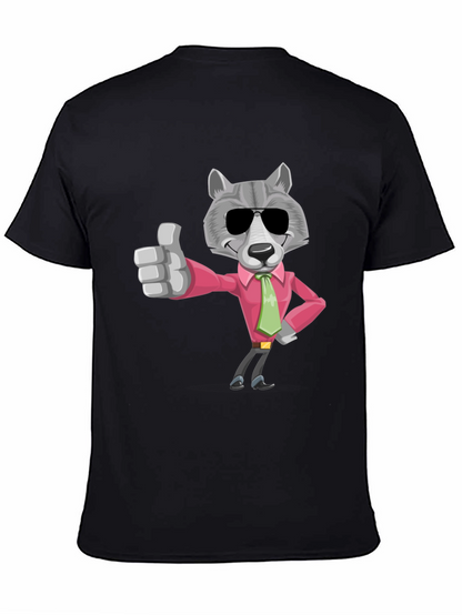Camiseta Negra con Lobo de Negocios