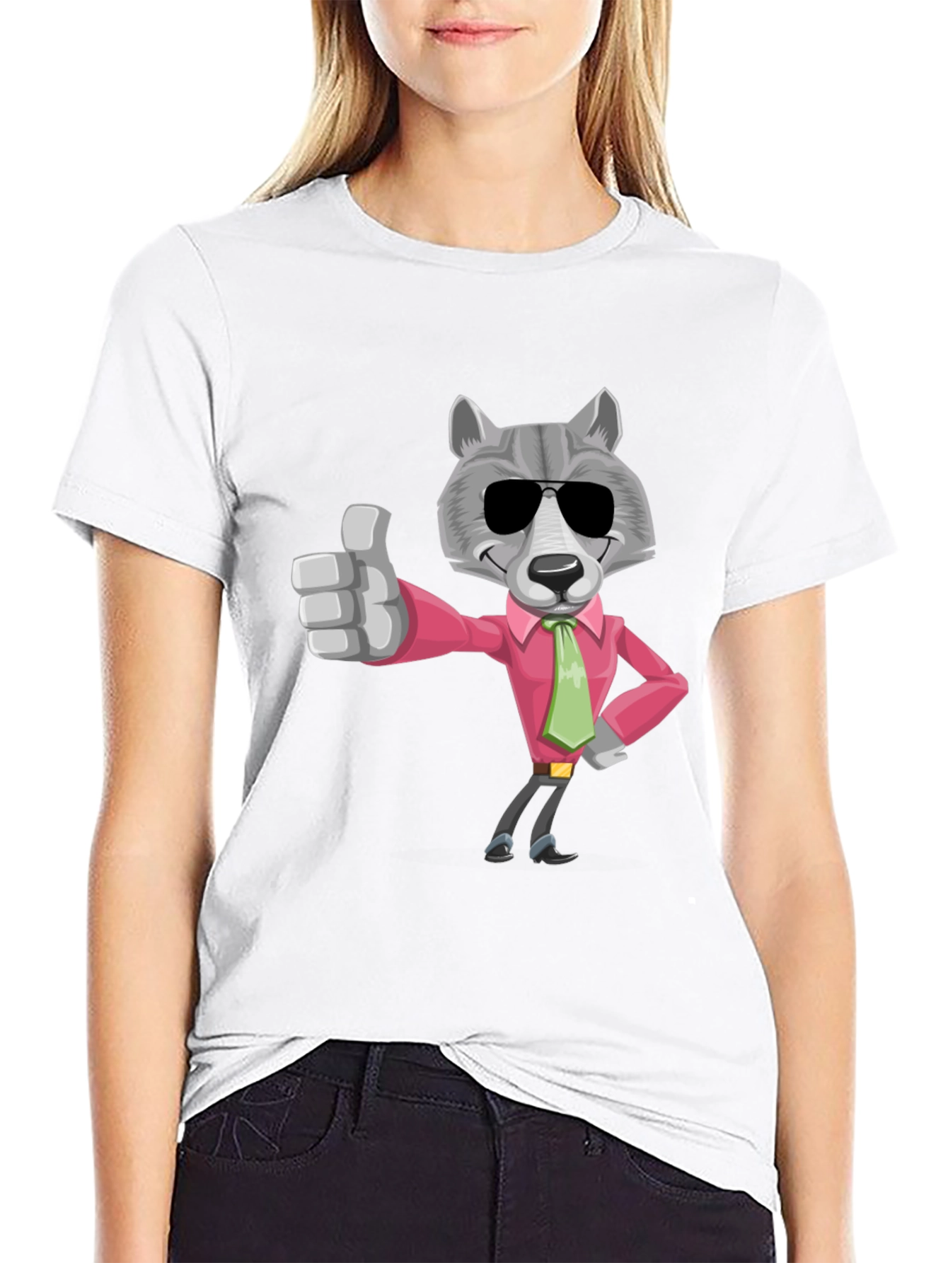 Camiseta Negra con Lobo de Negocios