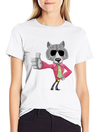 Camiseta Negra con Lobo de Negocios