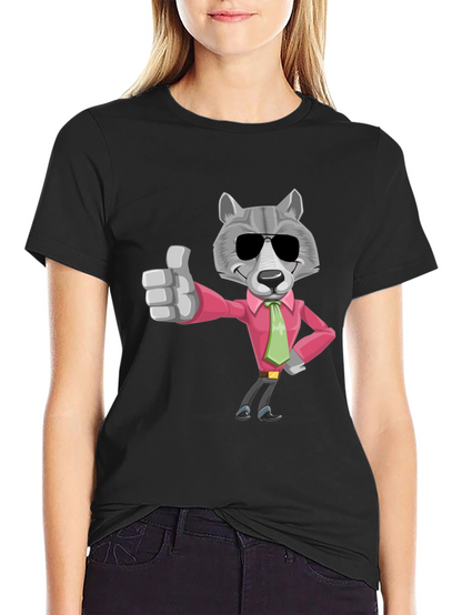 Camiseta Negra con Lobo de Negocios
