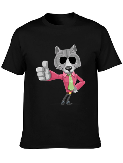 Camiseta Negra con Lobo de Negocios