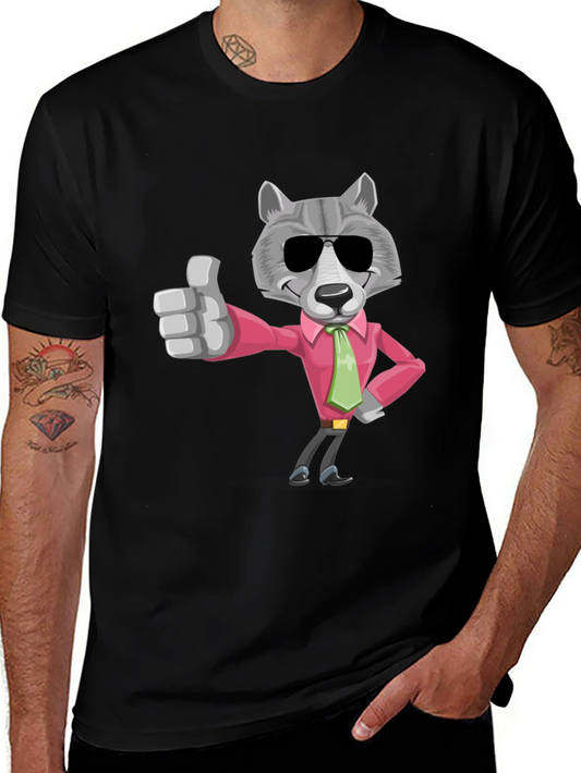 Camiseta Negra con Lobo de Negocios