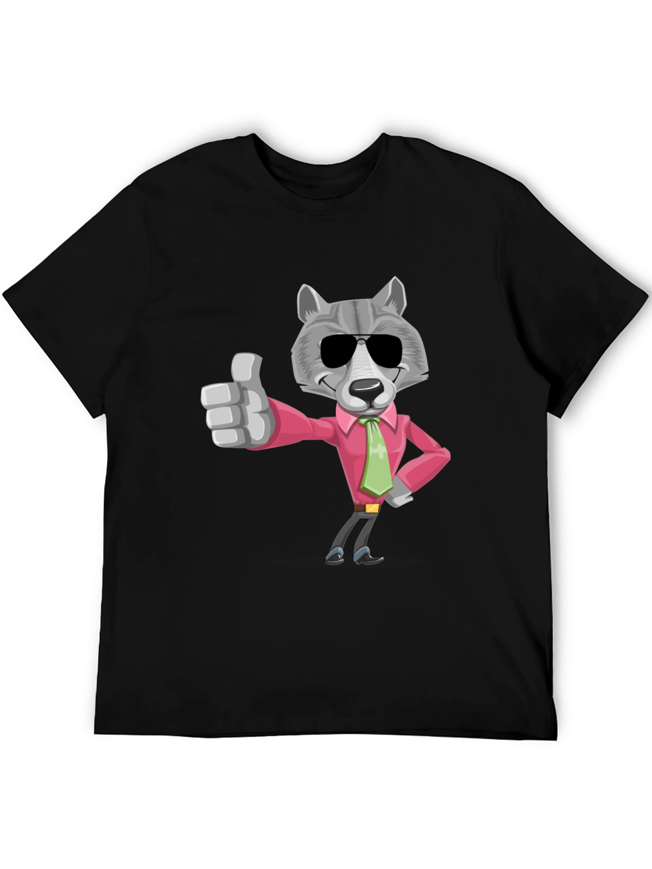 Camiseta Negra con Lobo de Negocios