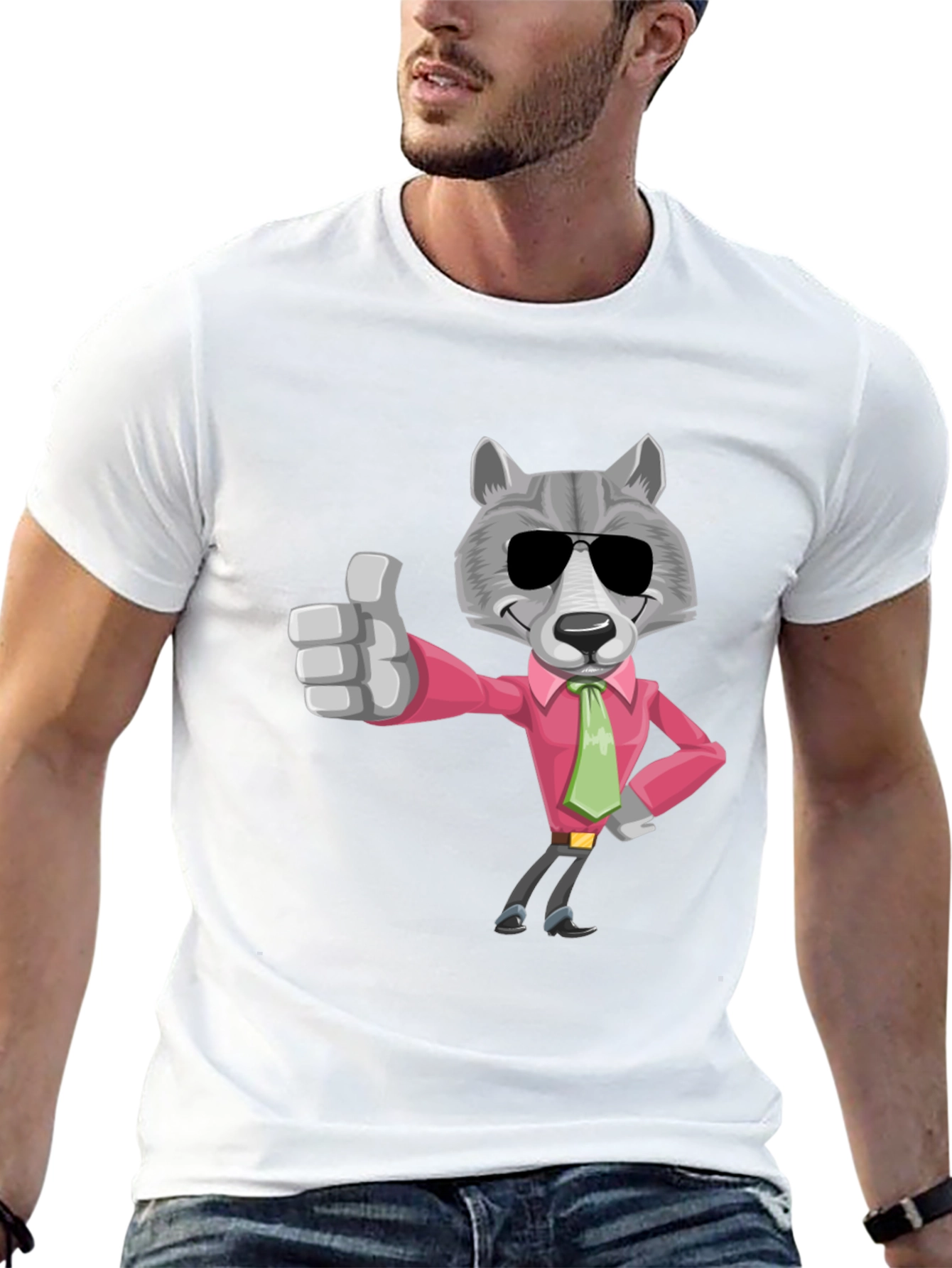 Camiseta Negra con Lobo de Negocios