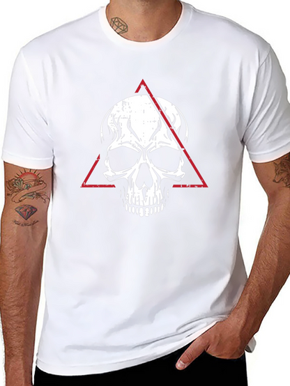 Camiseta Negra con Calavera y Triángulo Rojo