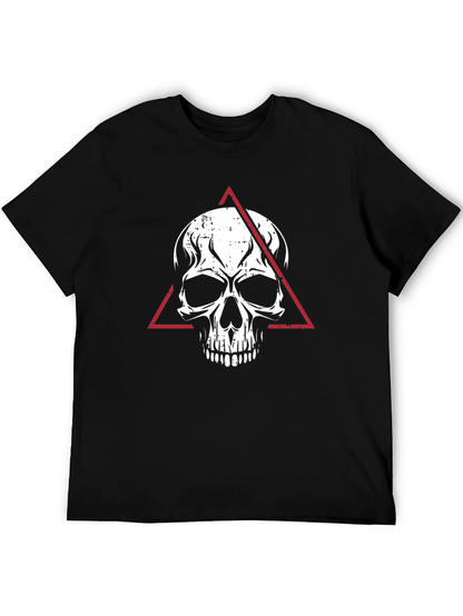 Camiseta Negra con Calavera y Triángulo Rojo