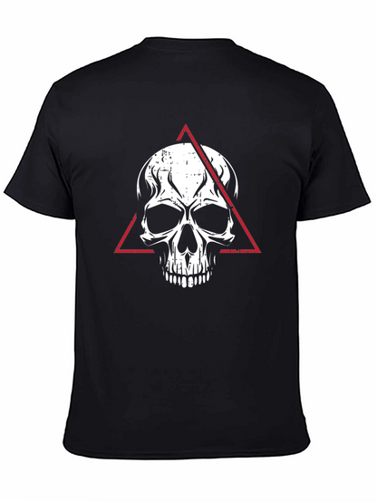 Camiseta Negra con Calavera y Triángulo Rojo