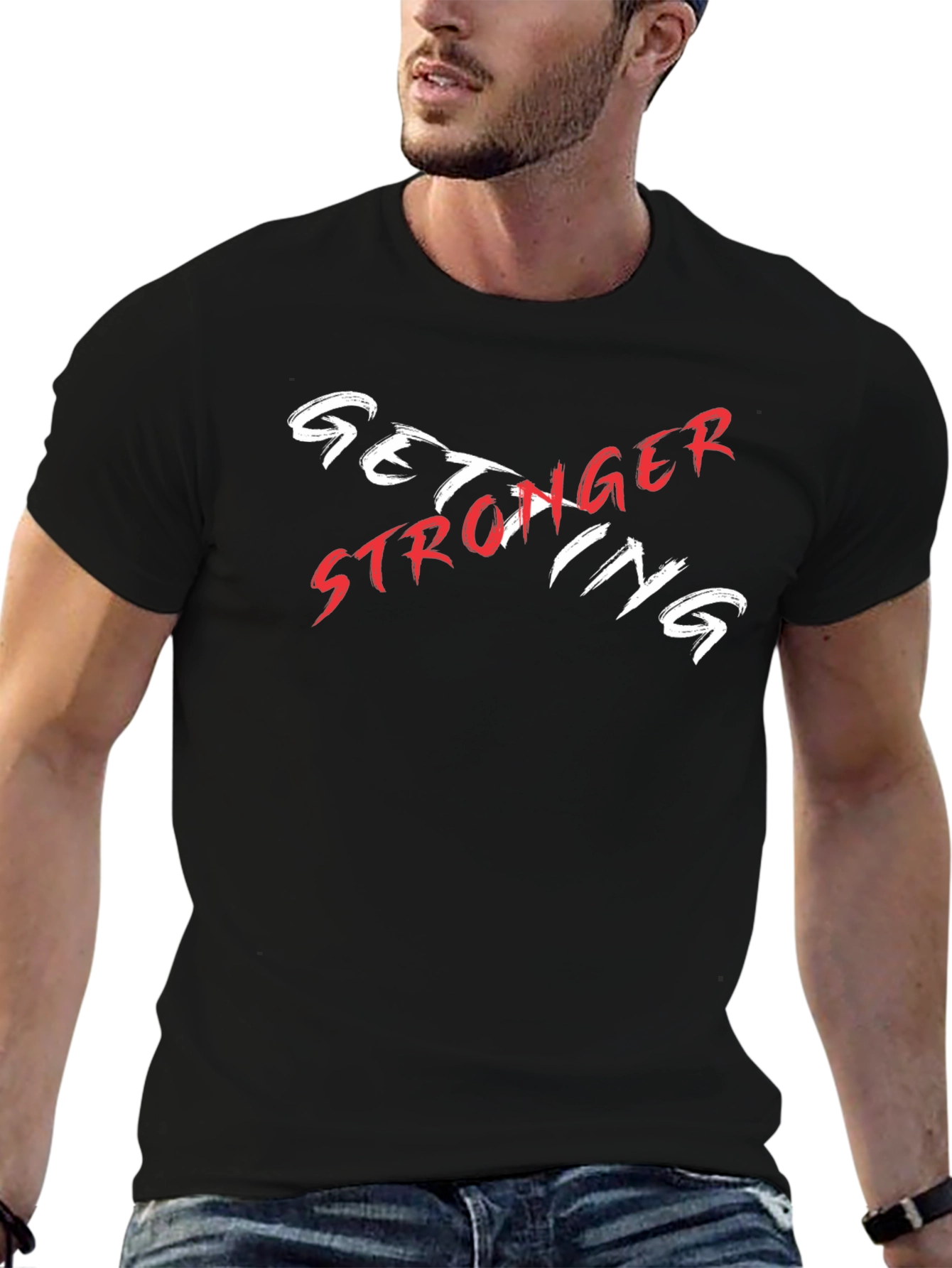 Camiseta Negra Get Stronger Diseño Moderno