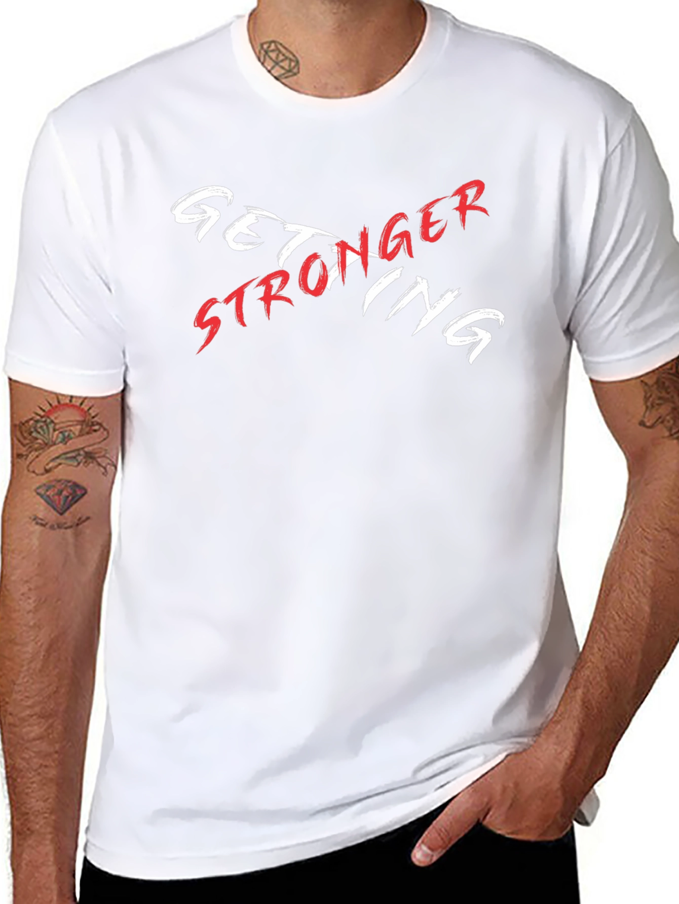Camiseta Negra Get Stronger Diseño Moderno