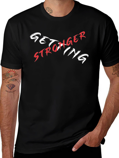 Camiseta Negra Get Stronger Diseño Moderno