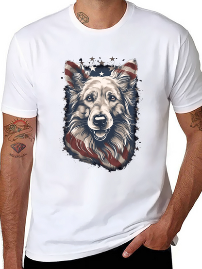 Camiseta Negra con Diseño de Perro Patriótico
