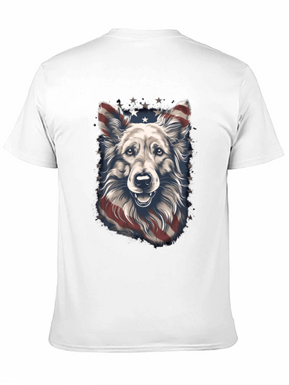 Camiseta Negra con Diseño de Perro Patriótico