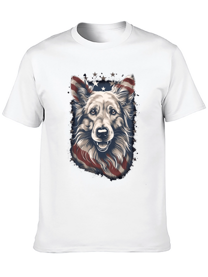 Camiseta Negra con Diseño de Perro Patriótico
