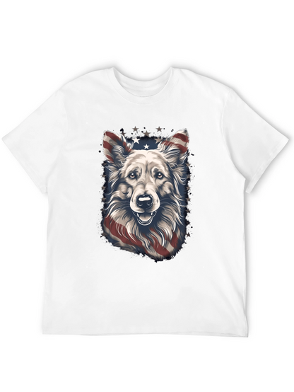 Camiseta Negra con Diseño de Perro Patriótico