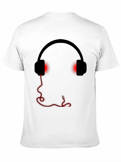 Camiseta Negra Estampado Auriculares