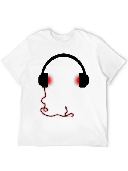 Camiseta Negra Estampado Auriculares