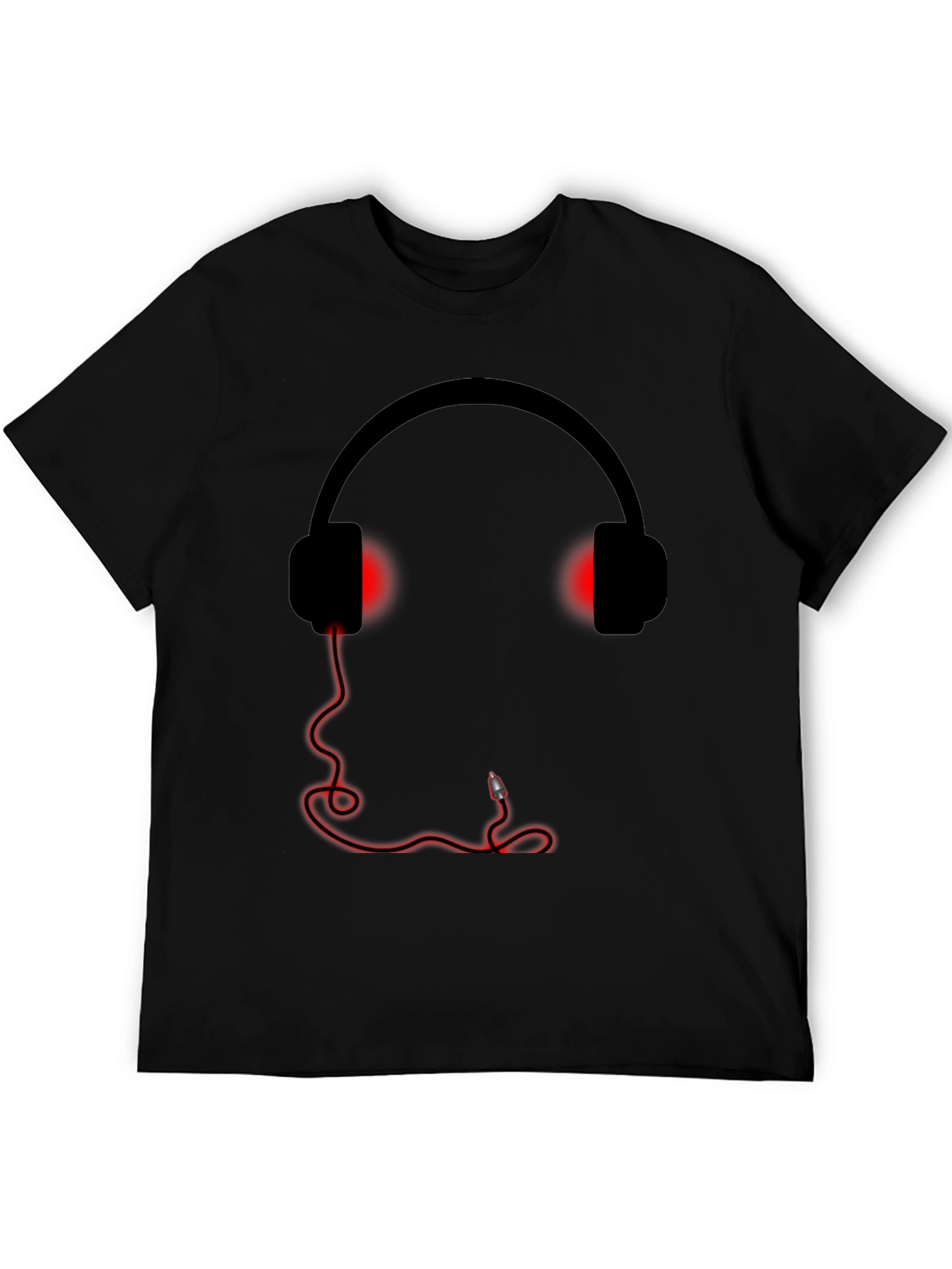 Camiseta Negra Estampado Auriculares