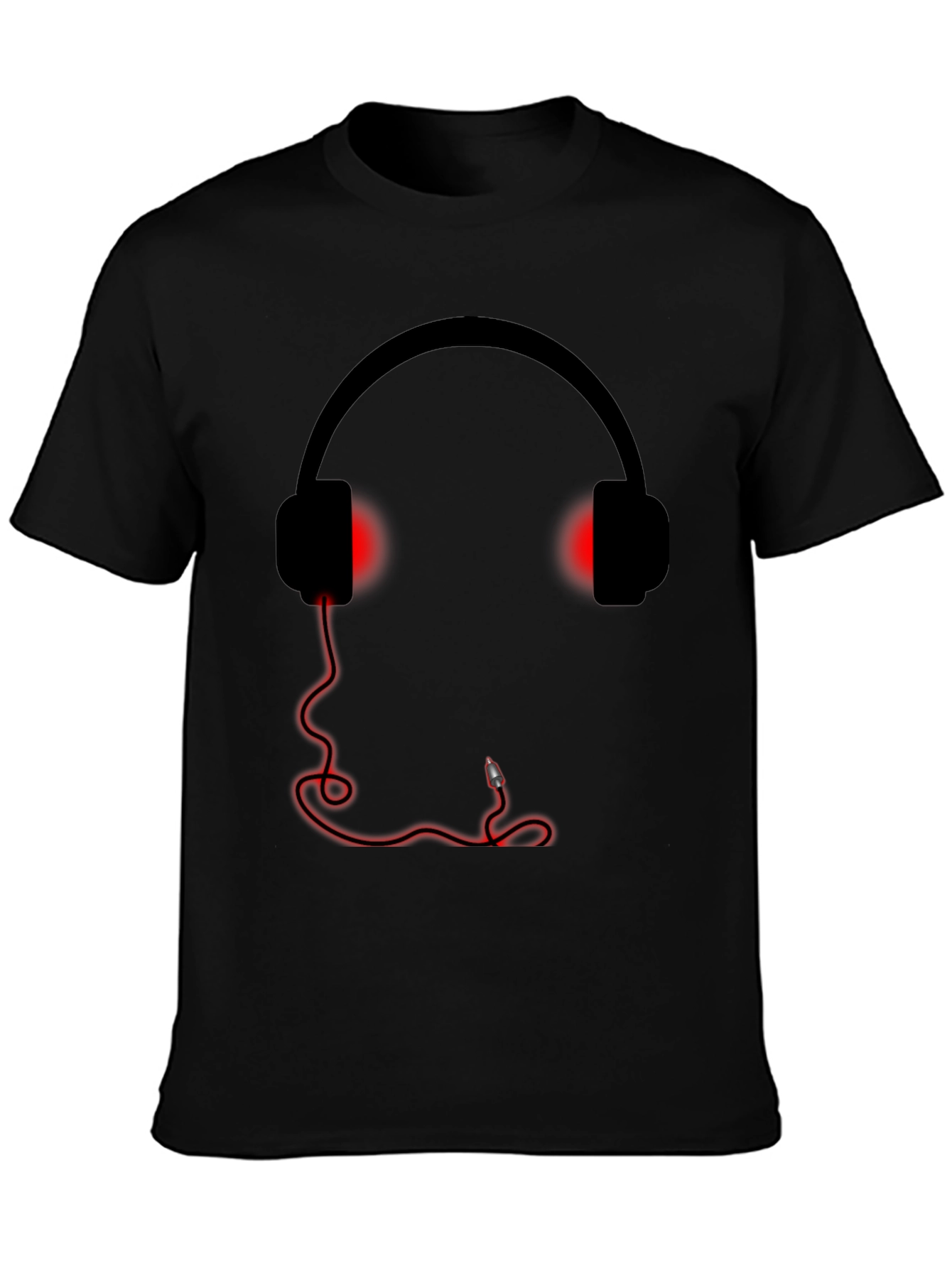 Camiseta Negra Estampado Auriculares
