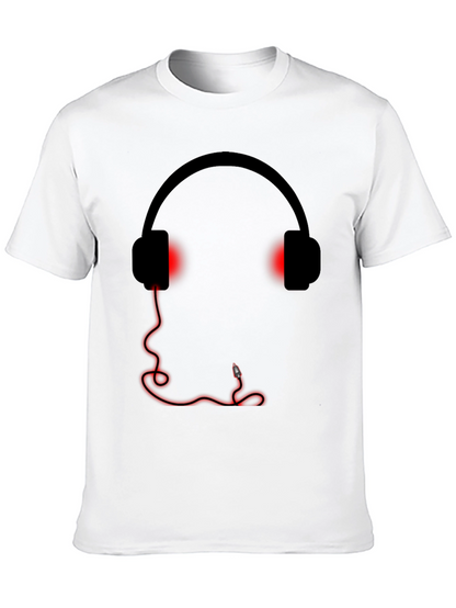 Camiseta Negra Estampado Auriculares