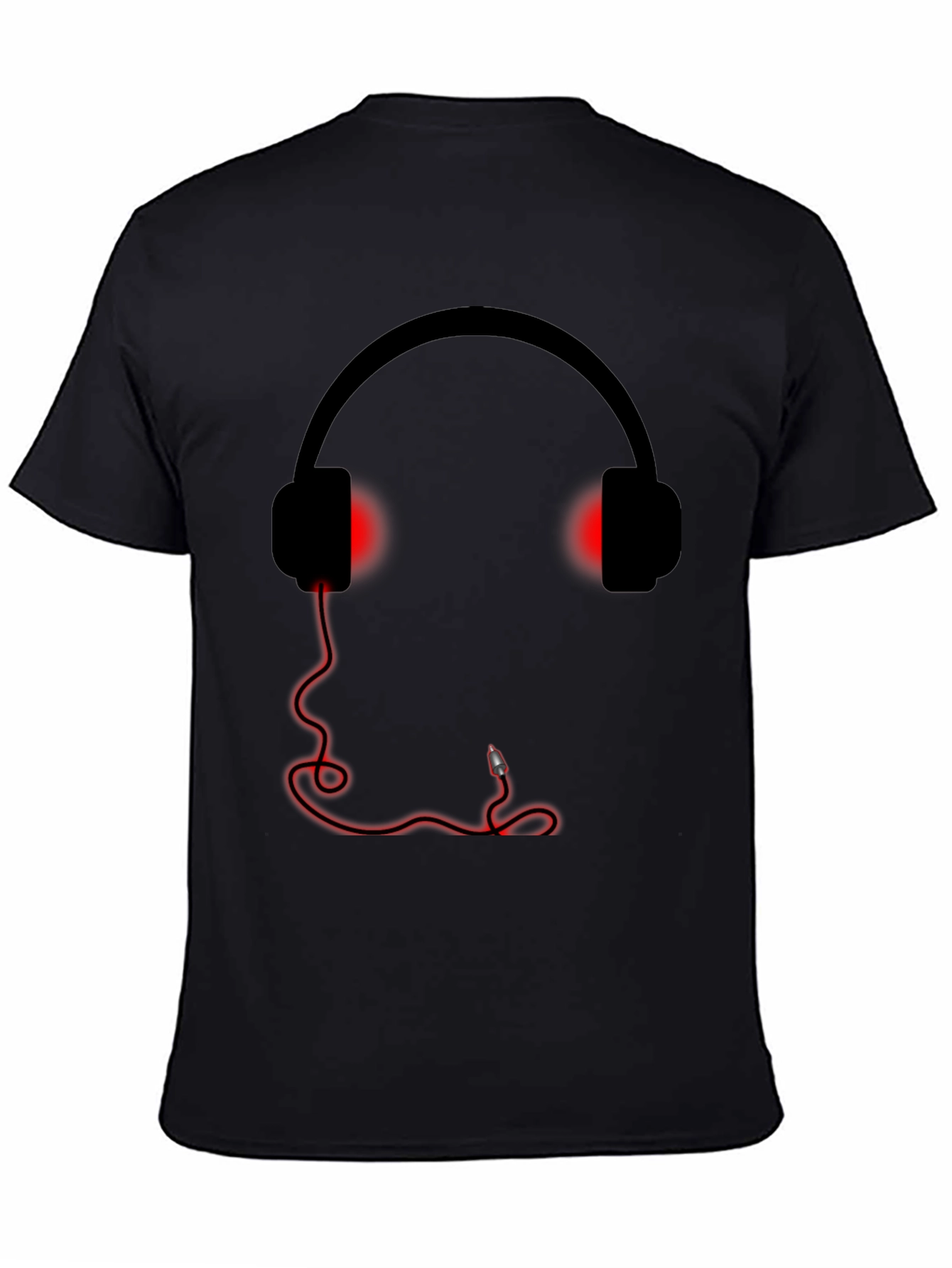 Camiseta Negra Estampado Auriculares