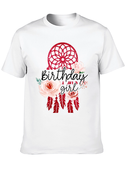 Camiseta Negra Birthday Girl Atrapasueños Floral