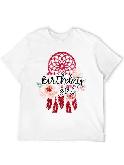 Camiseta Negra Birthday Girl Atrapasueños Floral