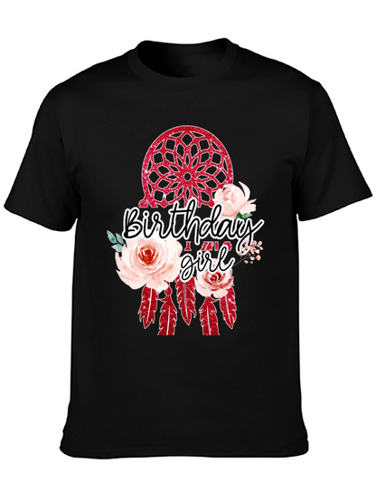 Camiseta Negra Birthday Girl Atrapasueños Floral