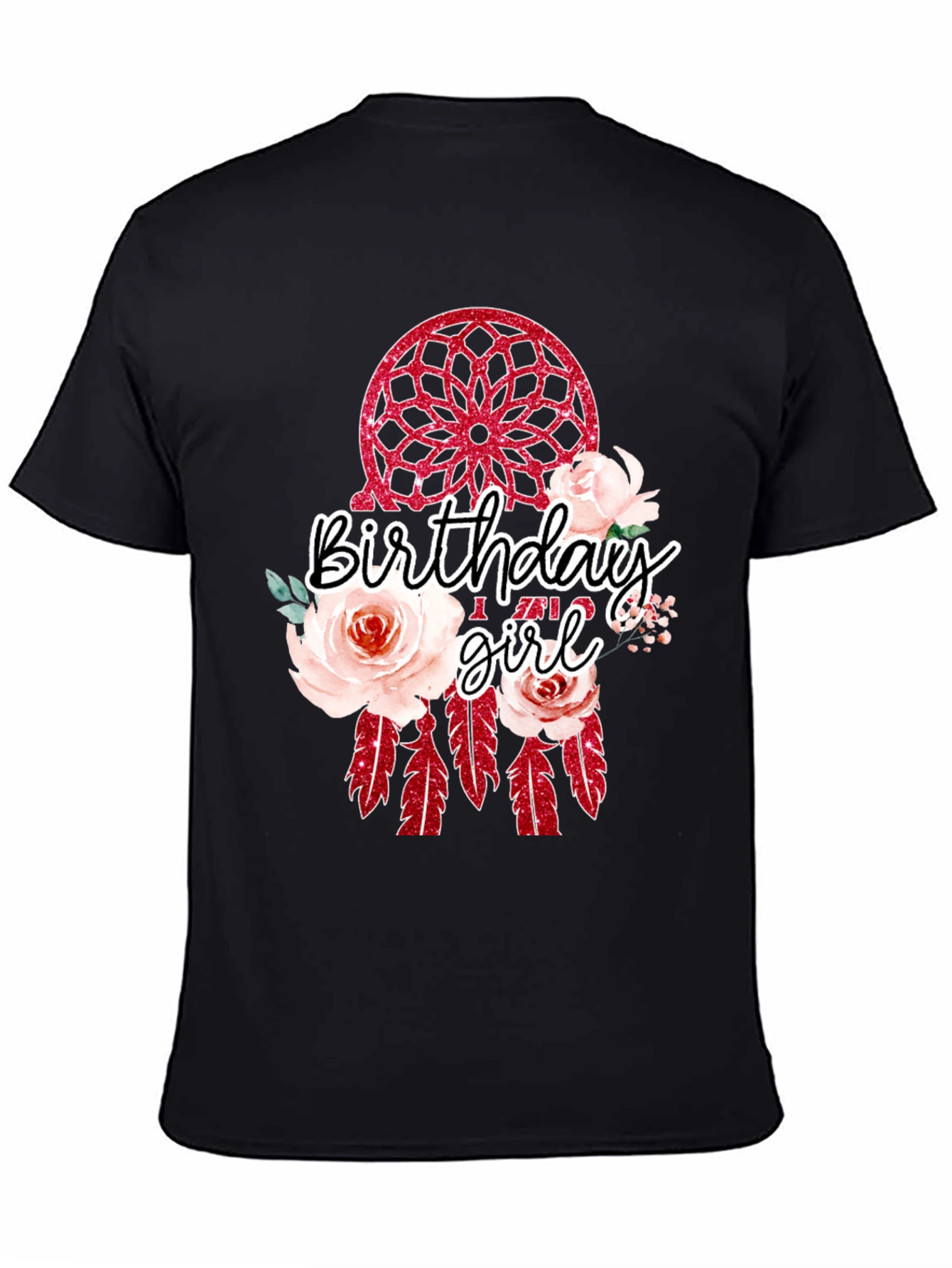 Camiseta Negra Birthday Girl Atrapasueños Floral