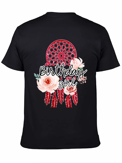 Camiseta Negra Birthday Girl Atrapasueños Floral