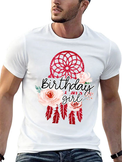 Camiseta Negra Birthday Girl Atrapasueños Floral