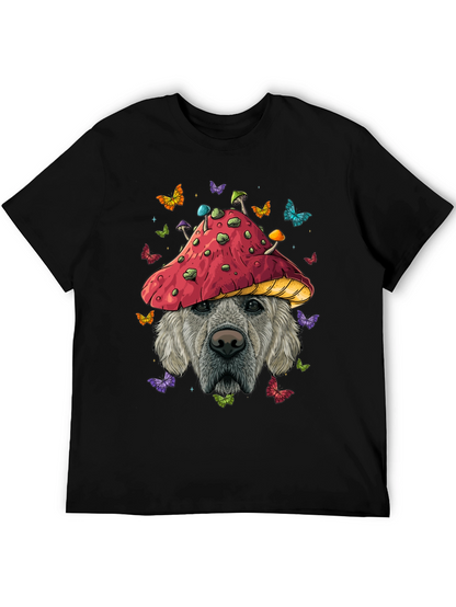 Camiseta Negra con Diseño de Perro y Hongo