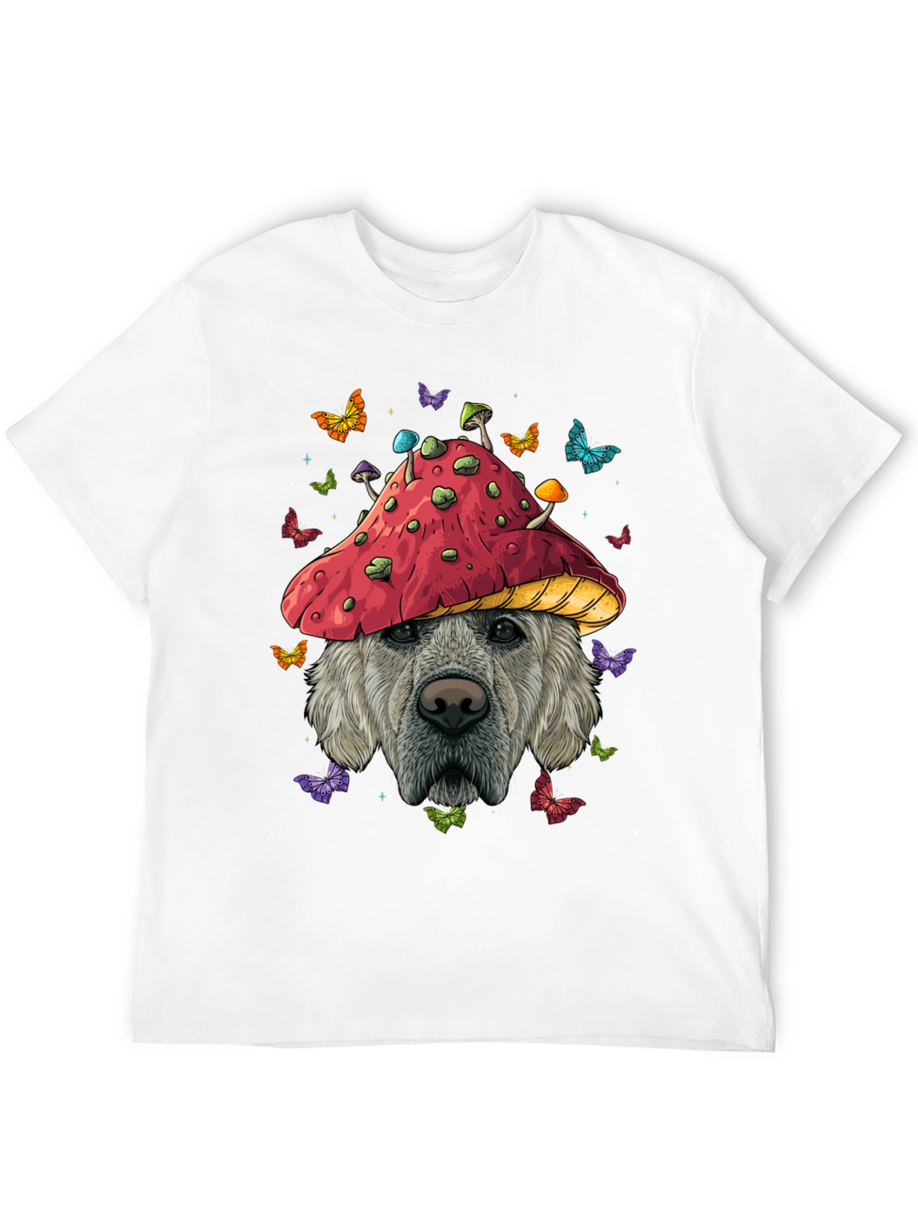 Camiseta Negra con Diseño de Perro y Hongo