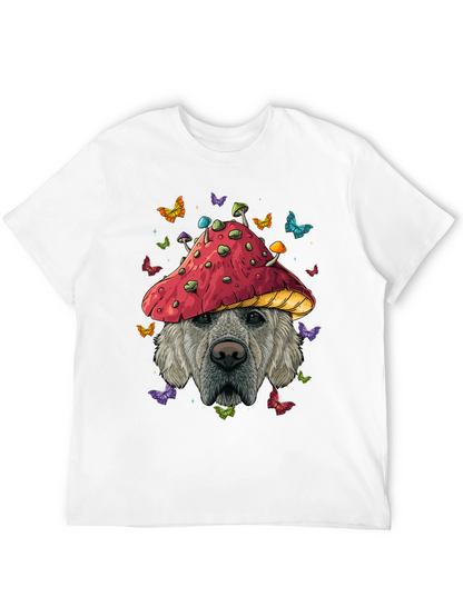 Camiseta Negra con Diseño de Perro y Hongo