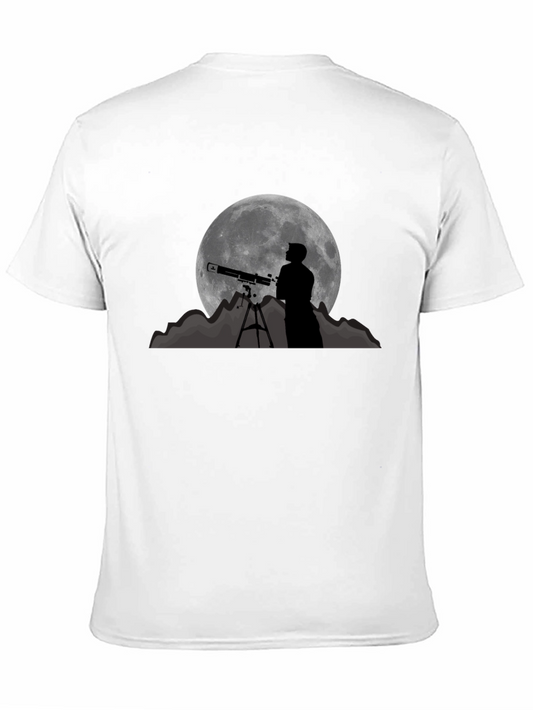 Camiseta Negra con Diseño de Luna y Telescopio