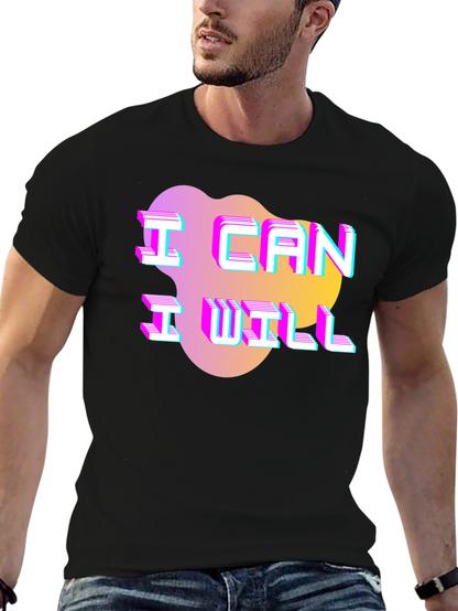 Camiseta Hombre Negra con Diseño Puedo Quiero