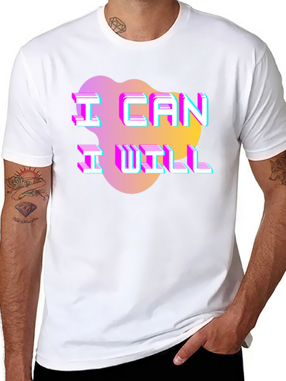 Camiseta Hombre Negra con Diseño Puedo Quiero