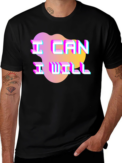 Camiseta Hombre Negra con Diseño Puedo Quiero
