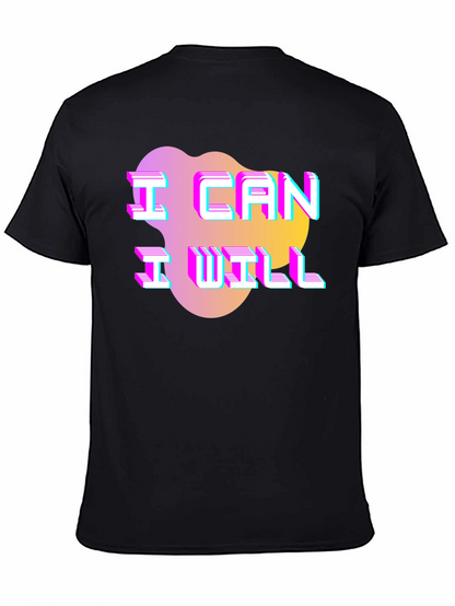 Camiseta Hombre Negra con Diseño Puedo Quiero