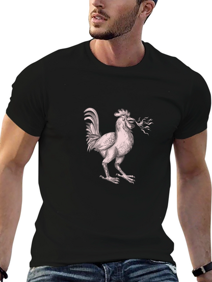 Camiseta Negra con Diseño de Gallo