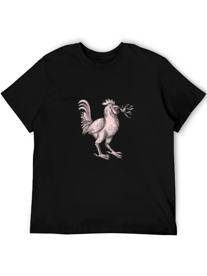 Camiseta Negra con Diseño de Gallo