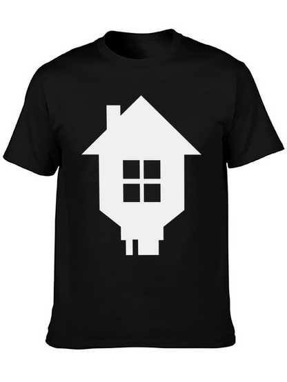 Camiseta Negra con Diseño de Casa Pixelada