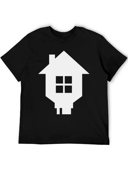 Camiseta Negra con Diseño de Casa Pixelada