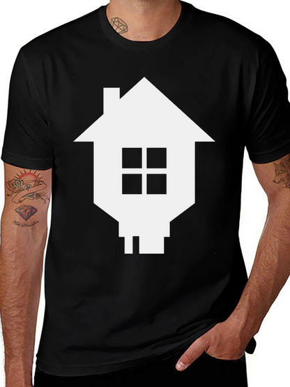 Camiseta Negra con Diseño de Casa Pixelada