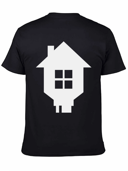 Camiseta Negra con Diseño de Casa Pixelada