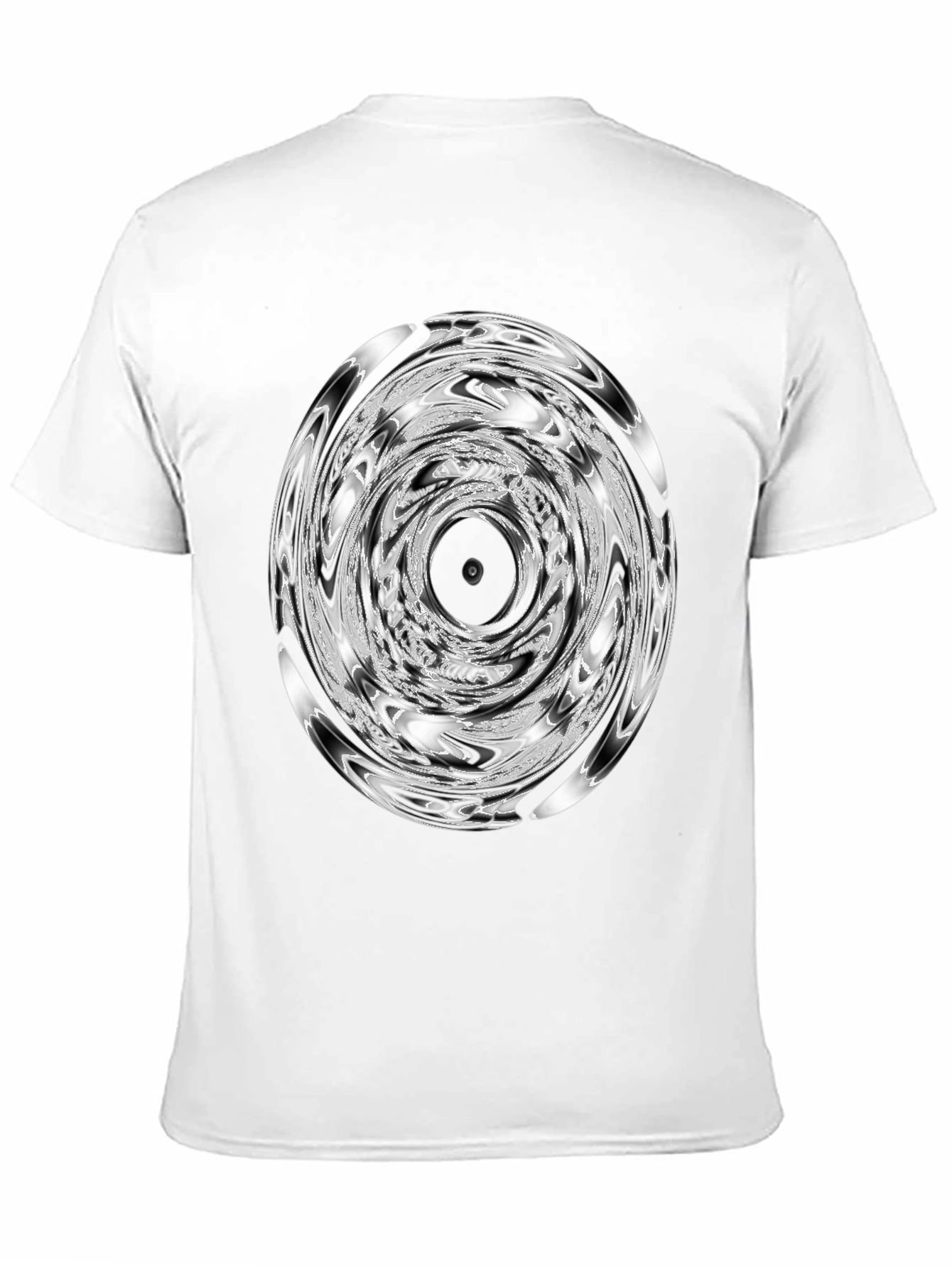 Camiseta Negra con Diseño Circular Abstracto