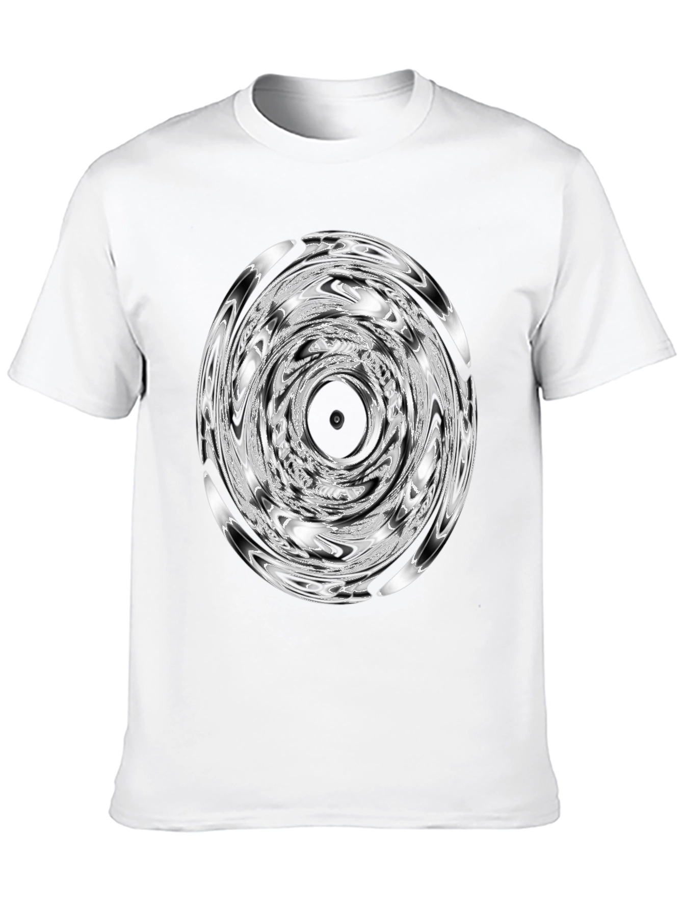 Camiseta Negra con Diseño Circular Abstracto